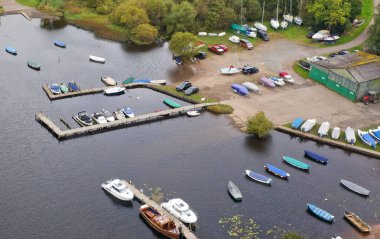 Aerial view of Balmaha Scottish village at Loch Lomond UK clipart