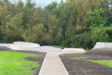 Concrete skatepark recently opened in Linwood UK clipart