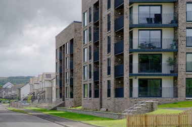 Modern high rise flats at new development UK clipart