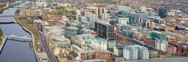 Glasgow city aerial view of financial and business area UK clipart