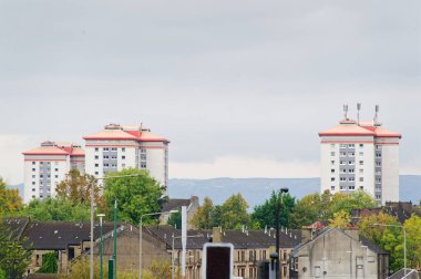 High rise council flats in Glasgow city UK clipart