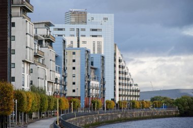 Modern high rise flats at Glasgow Harbour UK clipart