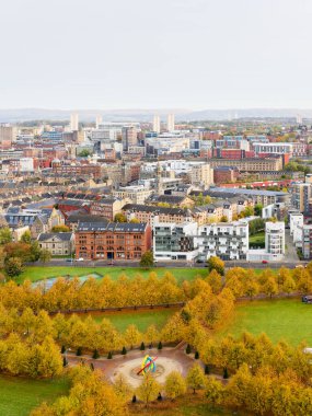 Sonbahar İngiltere 'sinde Glasgow Green' in hava görüntüsü