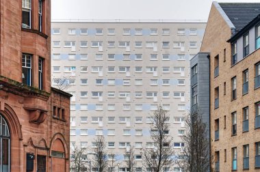 İngiltere 'nin Glasgow şehrindeki yüksek binalı konutlar