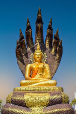 Big Golden Buddha statue thai temple clipart