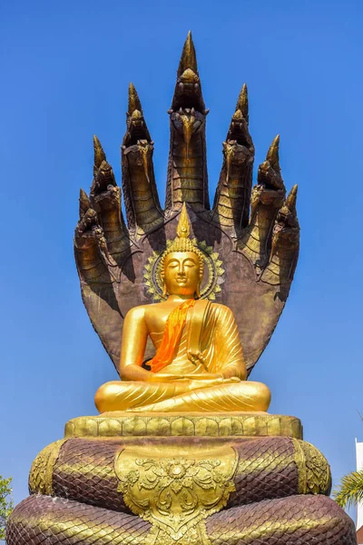 Stor Gyllene Buddha Staty Thai Tempel — Stockfoto