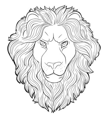 lion head, coloring page, vector file