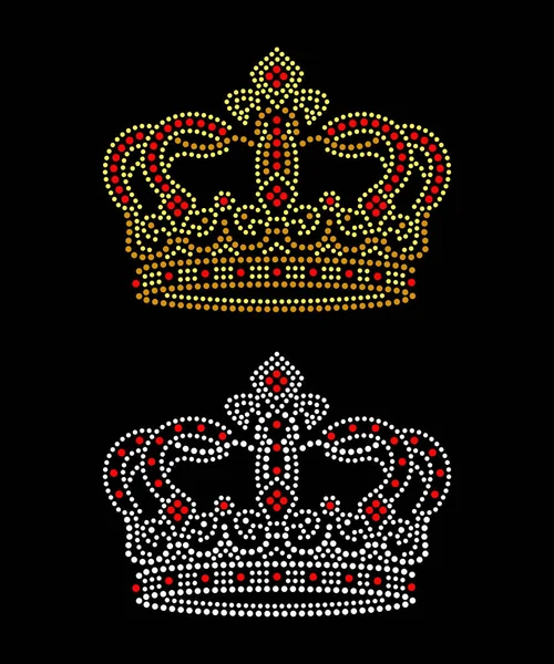 Set Royal Crowns Appliqu Rhinestones — Stock Vector