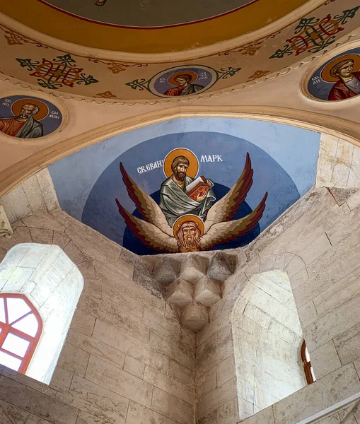 Τοιχογραφία Των Αγίων Μέσα Στην Εκκλησία Της Κοίμησης Της Θεοτόκου — Φωτογραφία Αρχείου