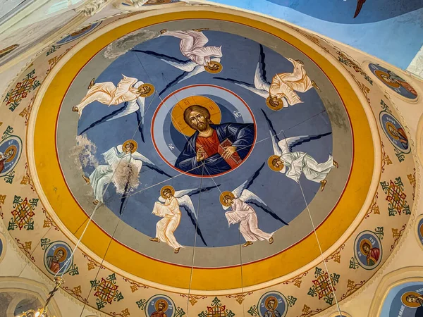 Dome Fresco Jesus Christ Angels Church Uzundjovo — Stock Photo, Image