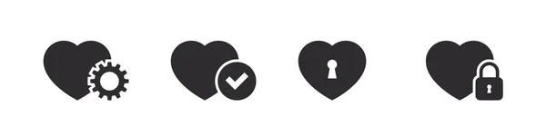 Серцеві Значки Різними Знаками Форма Значка Серця Векторні Ілюстрації — стоковий вектор