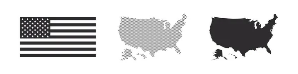 Karten Der Vereinigten Staaten Von Amerika Usa Flagge Vektorillustration — Stockvektor
