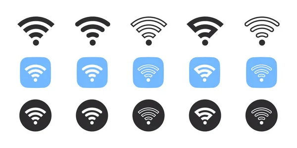 ワイヤレスと無線Lanのアイコン Wifi信号アイコン ワイヤレスインターネットシンボル ベクターアイコン — ストックベクタ