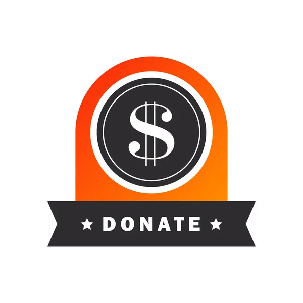 Odznaka Darowizny Koncepcja Dobroczynności Ikona Dawstwa Ofiarować Dawać Pieniądze Miłość — Wektor stockowy