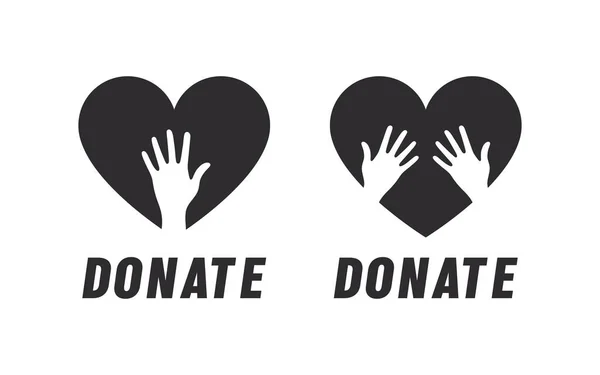 Corazones Caridad Concepto Caridad Iconos Donación Donar Dar Dinero Amor — Vector de stock
