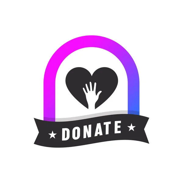 Odznaka Charytatywna Koncepcja Dobroczynności Ikona Dawstwa Ofiarować Dawać Pieniądze Miłość — Wektor stockowy
