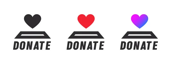 Iconos Caridad Signo Caja Donación Icono Donación Donar Dar Dinero — Vector de stock