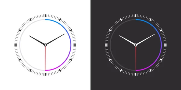 顔を見て 現代の時計の顔 スマートウォッチダイヤル 時計は白と黒の背景に面しています ベクターイラスト — ストックベクタ