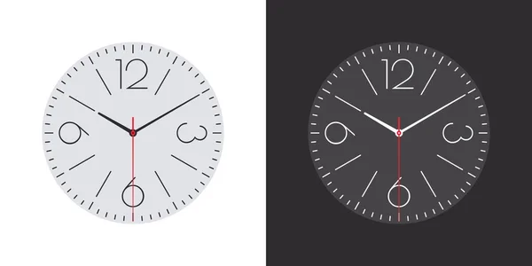 顔を見て 現代の時計の顔 クラシックウォッチダイヤル 時計は白と黒の背景に面しています ベクターイラスト — ストックベクタ