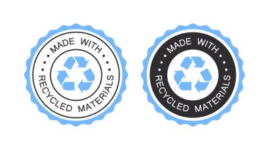 Geri dönüşüm konsepti. Geri dönüşümlü malzemeden yapılmış. Paketleme ve geri dönüşüm. Vektör illüstrasyonu