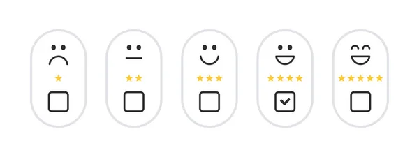 Pelanggan Meninjau Emoticon Pendapat Pelanggan Kepuasan Dan Pelayanan Pelanggan Citra - Stok Vektor