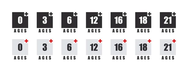 Altersvorgabe Symbole Moderne Symbole Der Altersgrenze Empfohlene Altersgrenze Anzeichen Für — Stockvektor