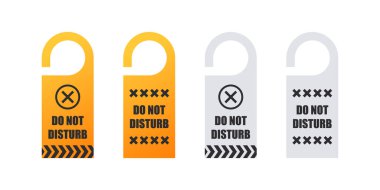 Otel kapısının etiketi. Kapı askısı işaretleri. Rahatsız etmeyin, otel odasının kapısının etiketi. Vektör Boyutlandırılabilir Grafikleri