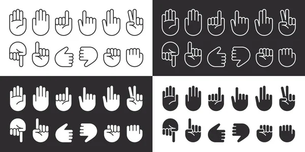 Handsymbole Gesetzt Handgesten Hände Und Andere Gesten Vektorskalierbare Grafik — Stockvektor