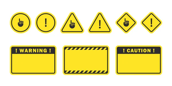 Προειδοποιητικά Σημάδια Προσοχής Σύμβολα Κινδύνου Και Ασπίδες Προειδοποίησης Διανυσματικά Κλιμακούμενα — Διανυσματικό Αρχείο