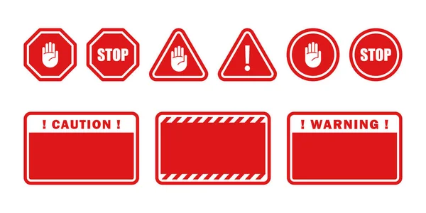 Señales Advertencia Signos Prohibición Símbolos Peligro Señales Stop Gráficos Escalables — Vector de stock