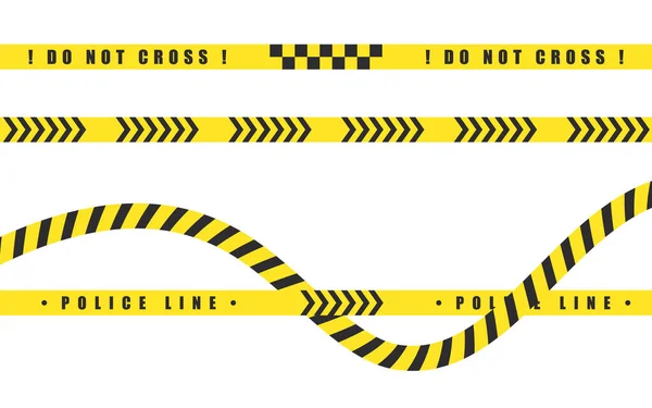 Gelbe Warnbänder Aufgestellt Markierungsband Absperrband Vorsicht Tonbänder Vektorskalierbare Grafik — Stockvektor