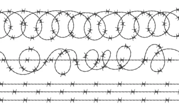 様々な鉄条網 波のかみそり線 警備のフェンシング ベクトルスケーラブルグラフィックス — ストックベクタ