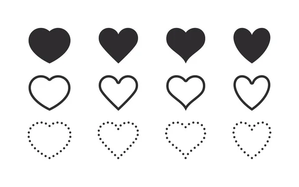 Herzsymbole Gesetzt Herzenszeichen Herzen Verschiedenen Formen Vektorskalierbare Grafik — Stockvektor