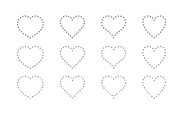Icônes Coeur Coeurs Faits Points Lettres Coeurs Formes Diverses Graphismes — Image vectorielle