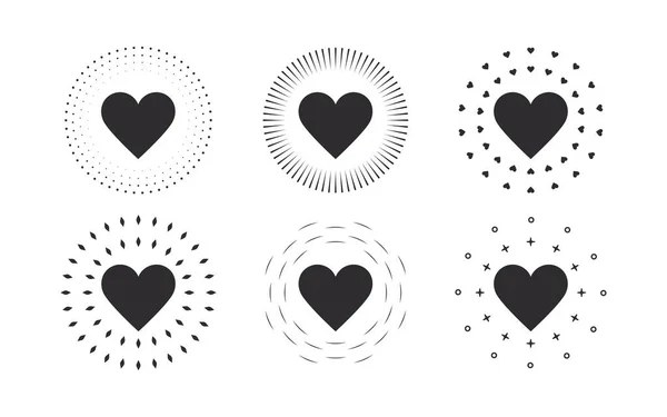 Icônes Coeur Coeurs Avec Des Effets Différents Coeurs Formes Diverses — Image vectorielle