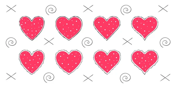 Doodle Hearts Beelden Handgetekende Harten Met Textuur Vectorschaalbare Grafieken — Stockvector