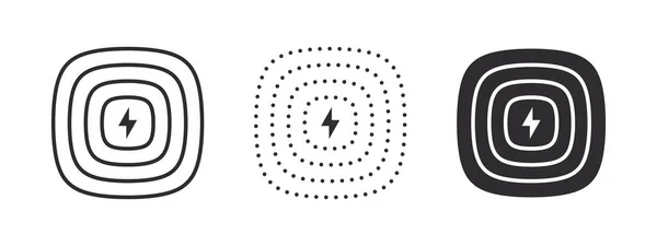 Значки Беспроводной Зарядки Станции Бесконтактный Знак Зарядки Векторная Масштабируемая Графика — стоковый вектор