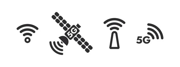 Uydu Simgeleri Uydu Nterneti Kablosuz Kablosuz Bağlantı Vektör Ölçeklenebilir Grafikleri — Stok Vektör