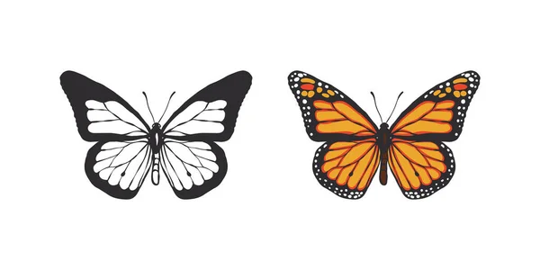 Butterflies Icons Hand Drawn Butterfly Contours Butterfly Wings Vector Scalable — Stock Vector