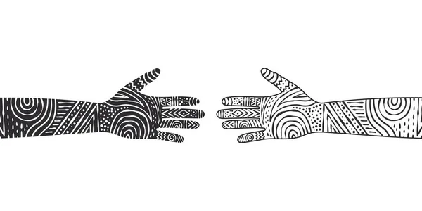 Güzel Desenli Eller Farklı Ellerin Siluetleri Vektör Ölçeklenebilir Grafikleri — Stok Vektör