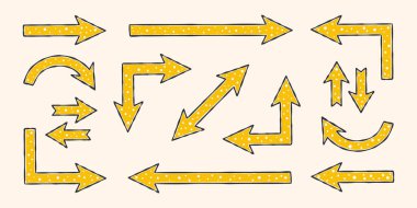 Tasarım için oklar. Sıradan karalama ikonları ve nesneler. Vektör ölçeklenebilir grafikleri