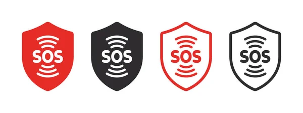 Sos緊急アイコン Sosは盾の形をしている サービスサインを ベクトルスケーラブルグラフィックス — ストックベクタ