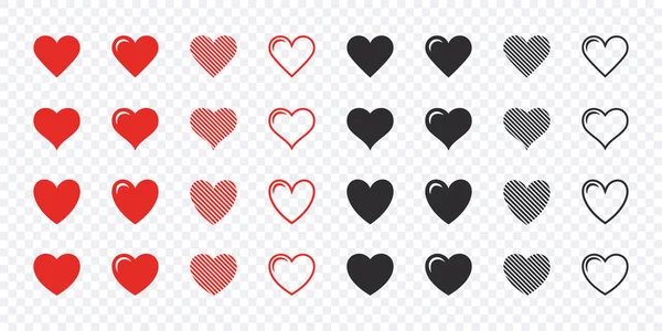 Hearts Icons Set Red Black Hearts Icons Vector Scalable Graphics — Stock Vector