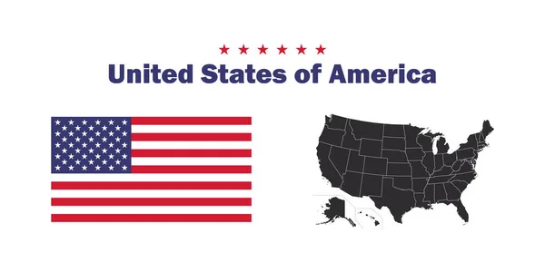 Mapa Usa Vlajka Národní Vlajka Spojených Států Vektorová Škálovatelná Grafika — Stockový vektor