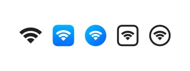 Kablosuz ağ simgeleri ayarlandı. Mobil simgeler UI, UX tasarımı. Wi-Fi bar simgeleri. Vektör ölçeklenebilir grafikleri