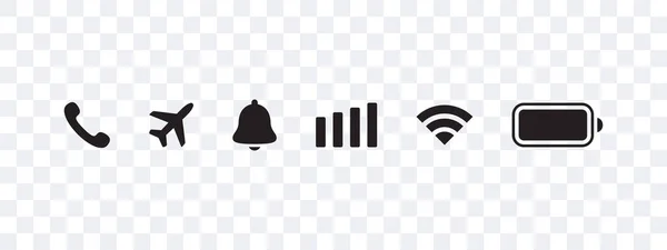 Akıllı telefon bildirim simgeleri. Mobil simgeler UI, UX tasarımı. Durum çubuğu simgeleri. Vektör ölçeklenebilir grafikleri