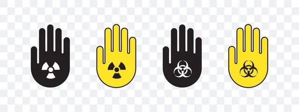 Ручное Предупреждение Радиации Биологической Угрозе Радиационные Признаки Тревожный Знак Векторная — стоковый вектор