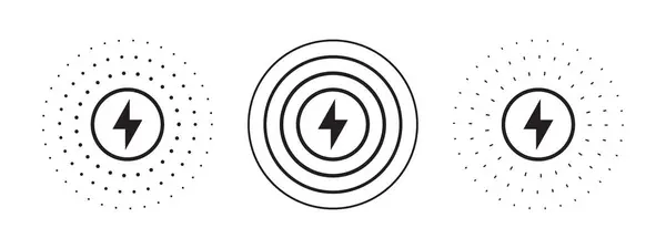 Быстрый Заряд Символов Беспроводное Зарядное Устройство Уровень Заряда Батареи Векторная — стоковый вектор
