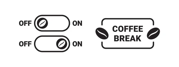 Kahve Molası Kahve Molası Düğmeleri Rozetler Etiketler Vektör Ölçeklenebilir Grafikleri — Stok Vektör