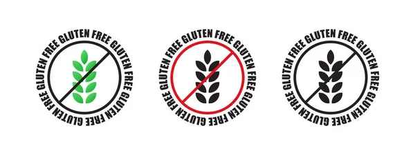 Gluten Free Badges Inscription Gluten Free Natural Organic Products Vector — Stock Vector